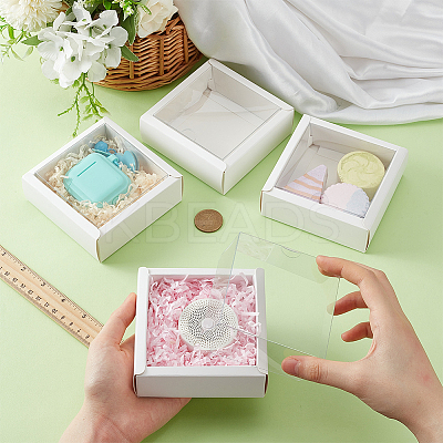 Square Paper Biscuit Boxes with Clear PVC Window LS-CON-WH0098-16A-02-1