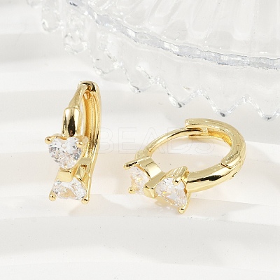 Bowknot Brass Micro Pave Clear Cubic Zirconia Hoop Earrings EJEW-L299-04G-1