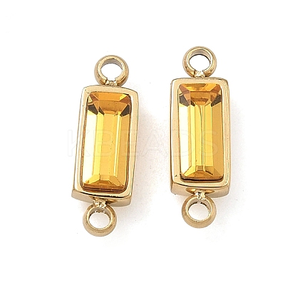 Birthstone 304 Stainless Steel Rhinestone Connector Charms STAS-L022-576G-10-1