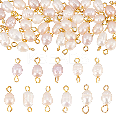 30Pcs 3 Colors Natural Freshwater Pearl Connector Charms PALLOY-AB00059-1