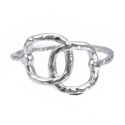 Non-Tarnish 304 Stainless Steel Interlocking Oval Open Cuff Ring RJEW-T023-79P-1