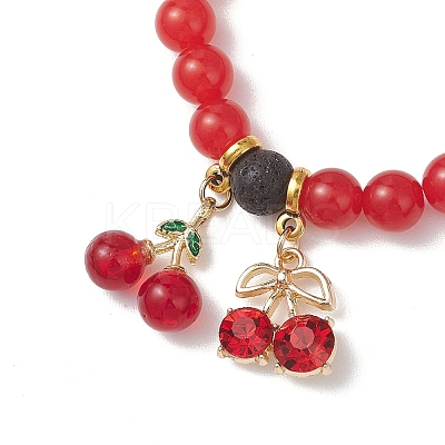 Lampwork & Alloy Rhinestone Charms Bracelets BJEW-JB13269-1