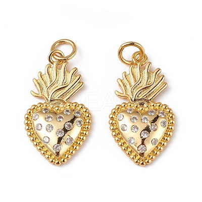 Rack Plating Brass Micro Pave Cubic Zirconia Pendants KK-F848-11G-1