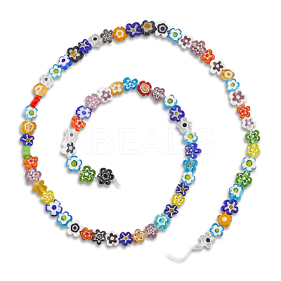 Handmade Millefiori Glass Bead Strands LAMP-LT0001-09B-1