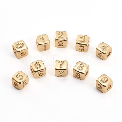 Brass Micro Pave Clear Cubic Zirconia Beads ZIRC-L091-021G-1