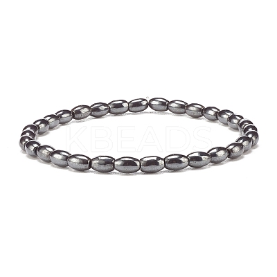 Synthetic Hematite Oval Beaded Stretch Bracelet X-BJEW-JB07897-03-1