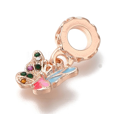 Rack Plating Alloy Rhinestone European Dangle Charms PALLOY-P307-09RG-1