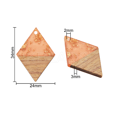 Transparent Resin & Walnut Wood Pendants RESI-CJ0001-72-1