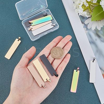10Pcs 5 Colors PVD Vacuum Plating 304 Stainless Steel Pendants STAS-UN0018-33-1