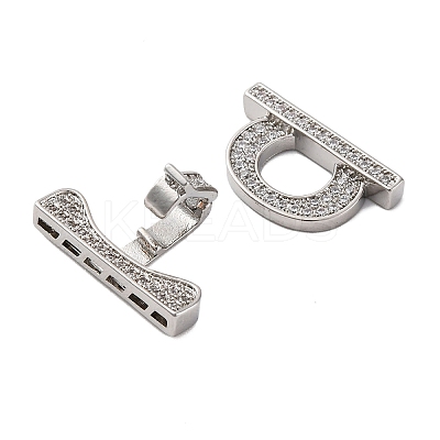 Brass Micro Pave Clear Cubic Zirconia Fold Over Clasps KK-P291-13P-1