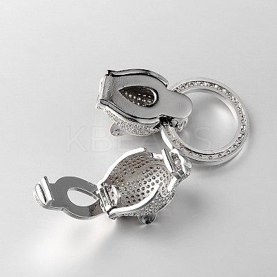 Brass Micro Pave Cubic Zirconia Fold Over Clasps ZIRC-M043-P-02-RS-1