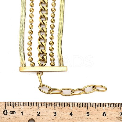 304 Stainless Steel Multi-strand Bracelets for Women BJEW-Q040-04G-1