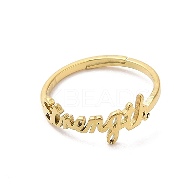 Ion Plating(IP) 304 Stainless Steel Word Adjustable Ring RJEW-L107-019G-1