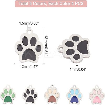20Pcs 5 Colors 304 Stainless Steel Enamel Charms STAS-UN0026-51-1