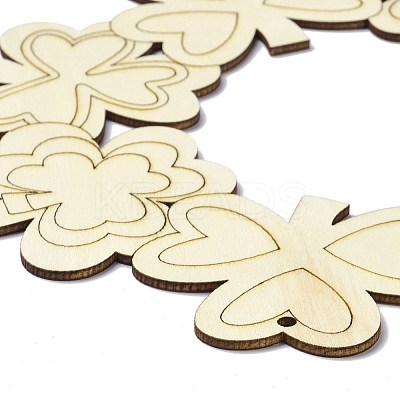 DIY Shamrock Wreath Unfinished Wooden Ornaments Blank Wooden Embellishments WOOD-C009-01-1
