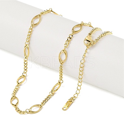 Ion Plating(IP) 304 Stainless Steel Oval Link Chain Necklaces for Women NJEW-K276-04C-G-1
