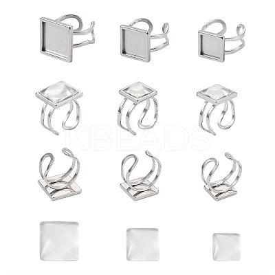 1 Box 9Pcs 304 Stainless Steel Cuff Pad Ring Settings DIY-PJ0001-11-1