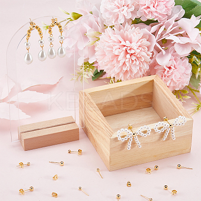 20Pcs 2 Style Brass Stud Earring Findings EJEW-BBC0001-24G-1