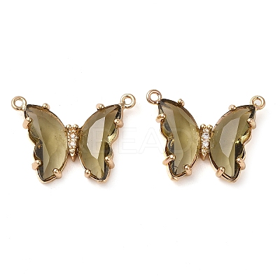 Brass Pave Faceted Glass Connector Charms FIND-Z020-03D-1