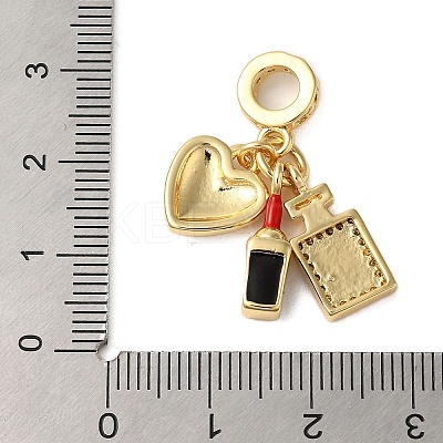 Rack Plating Brass Micro Pave Clear Cubic Zirconia Enamel European Dangle Charms LS-KK-P279-45G-1