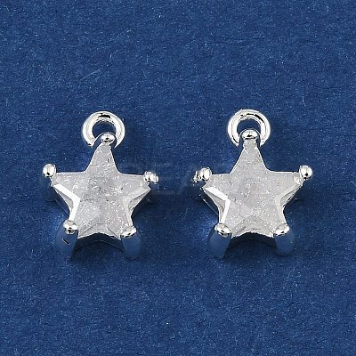Brass Micro Pave Cubic Zirconia Charms KK-C155-09S-01-1