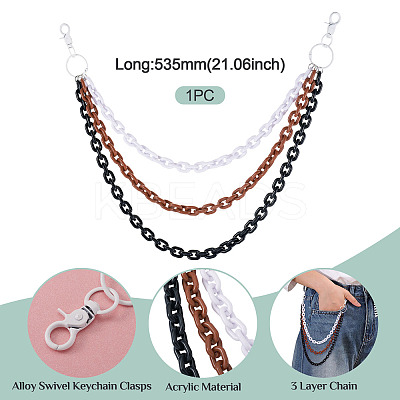 3-Color Acrylic Cable Chain 3 Layer Chain Belts for Pants HJEW-TAC0117-1