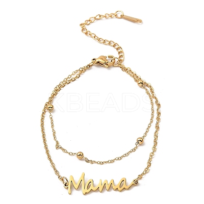 Mother's Day 304 Stainless Steel Ma Ma Multi-Strand Link Chains Bracelets for Women BJEW-Q335-01B-G-1