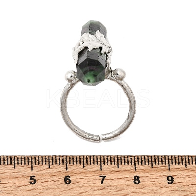 Natural & Synthetic Gemstone & Brass Cuff Rings for Women RJEW-G374-01P-1