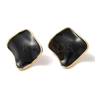 Rhombus Golden Ion Plating(IP) 304 Stainless Steel Stud Earrings for Women EJEW-L287-043G-02-1