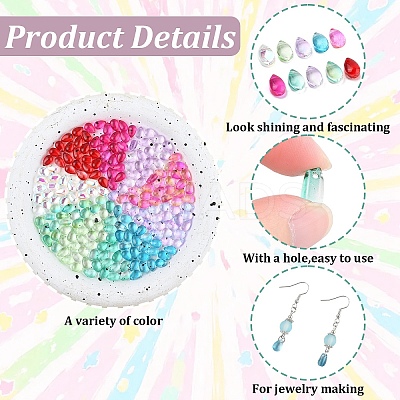 300Pcs 10 Colors Transparent Glass Beads GGLA-YW0001-21-1