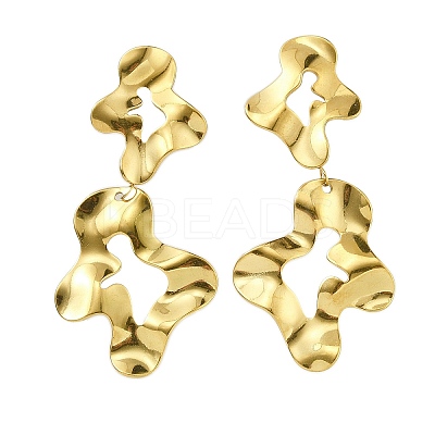 304 Stainless Steel Dangle Stud Earrings for Women EJEW-K268-13A-G-1