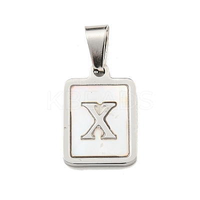 304 Stainless Steel Pave Natural White Shell Pendants STAS-S130-03P-X-1