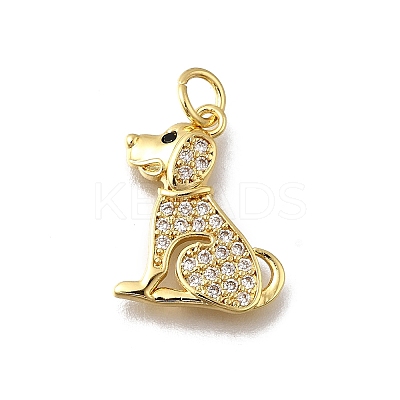 Brass Micro Pave Clear Cubic Zirconia Pendants KK-F899-02A-G-1