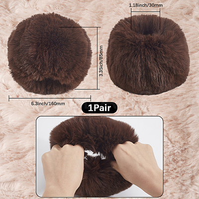 Women Imitation Rabbit Hair Cuffs Oversleeve Arm Gloves AJEW-WH20018-34A-1