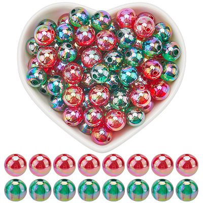 200Pcs 2 Colors Christmas Theme Transparent Acrylic Beads MACR-SP0001-16-1