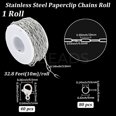 DIY 304 Stainless Steel Paperclip Chains Necklaces/Bracelets Making Kits DIY-BBC0002-71-1