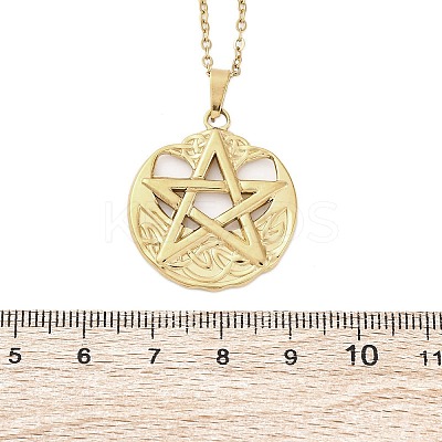 Viking Pentagram 304 Stainless Steel Pendant Necklaces NJEW-M096-01G-1