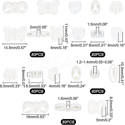 400Pcs 5 Style ABS Plastic Imitation Pearl Beads KY-FH0001-13-1