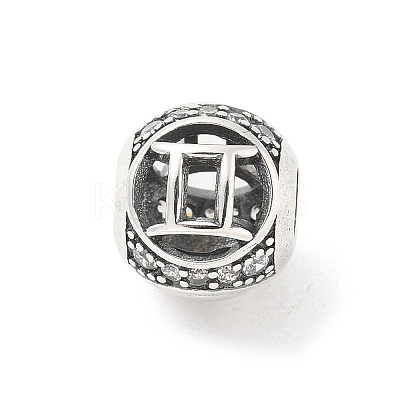 Brass Clear Cubic Zirconia European Beads FIND-M049-01AS-08-1