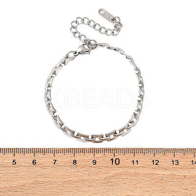 304 Stainless Steel Panther Chain Bracelets for Women BJEW-R027-07P-1