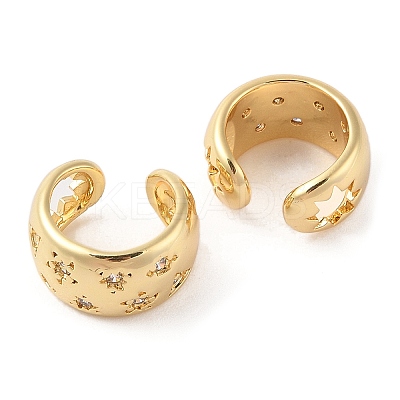 Rack Plating Brass Micro Pave Clear Cubic Zirconia Cuff Earring for Women EJEW-G394-36G-1