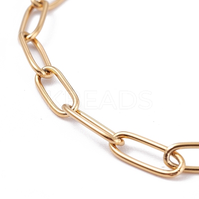 PVD Vacuum Plating 304 Stainless Steel Paperclip Chain Bracelets BJEW-I295-15G-1