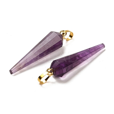 Natural Amethyst Pointed Pendants G-D089-01G-05-1