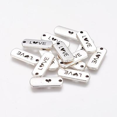Tibetan Style Alloy Rectangle with Word Love Pendants X-TIBEP-Q043-069-RS-1