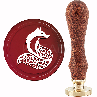 Brass Wax Seal Stamp with Handle AJEW-WH0184-0483-1
