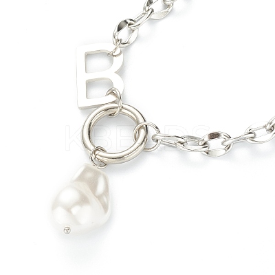 Acrylic Imitation Pearl Pendant Necklaces NJEW-L458-081-1