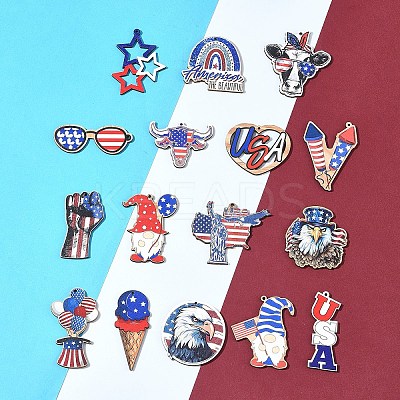 16Pcs 16 Styles Spray Painted Wood Big Pendants WOOD-FS0001-24-1