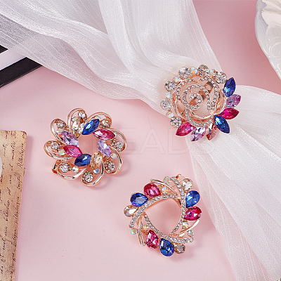 3Pcs 3 Style Colorful Dyed Quartz Flower & Heart Brooch Pins FIND-GF0005-31-1