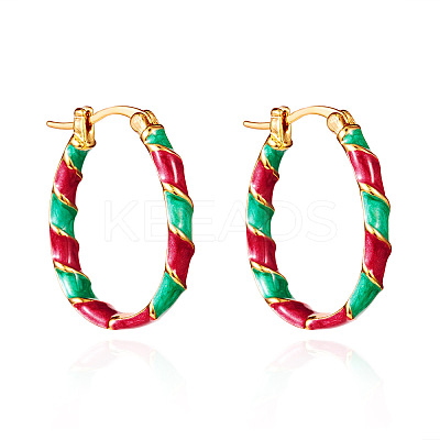 Christmas Alloy Enamel Twist Hoop Earrings FS-WG4C0CB-05-1