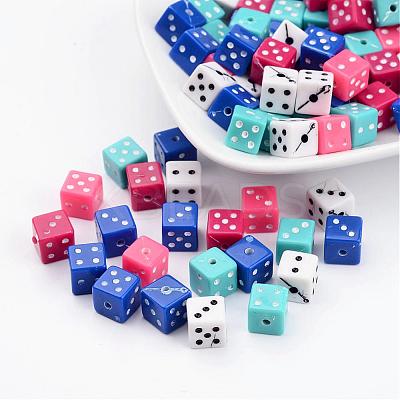 Chunky Mixed Color Acrylic Dice Beads X-MACR-3030-1